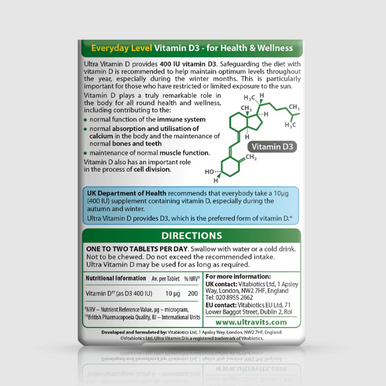 Vitabiotics Ultra Vitamin D 400IU 96 Tablets - Image 2