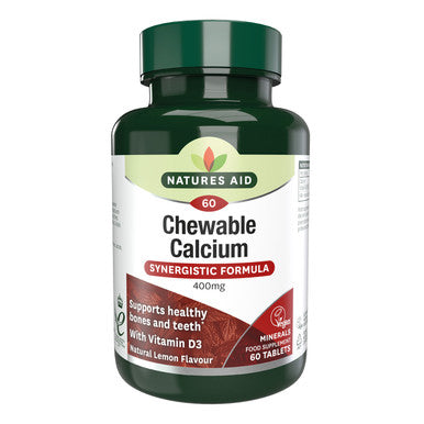 Natures Aid Calcium (Chewable) 400mg (with Vitamin D3) 60 Tablets