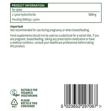 Natures Aid L-Lysine 1000mg 60 Tablets - Image 3