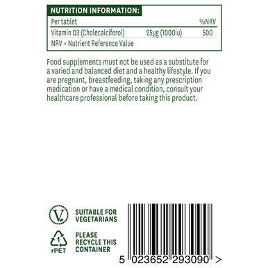 Natures Aid Vitamin D3 1000iu (25ug) 90 Tablets - Image 3